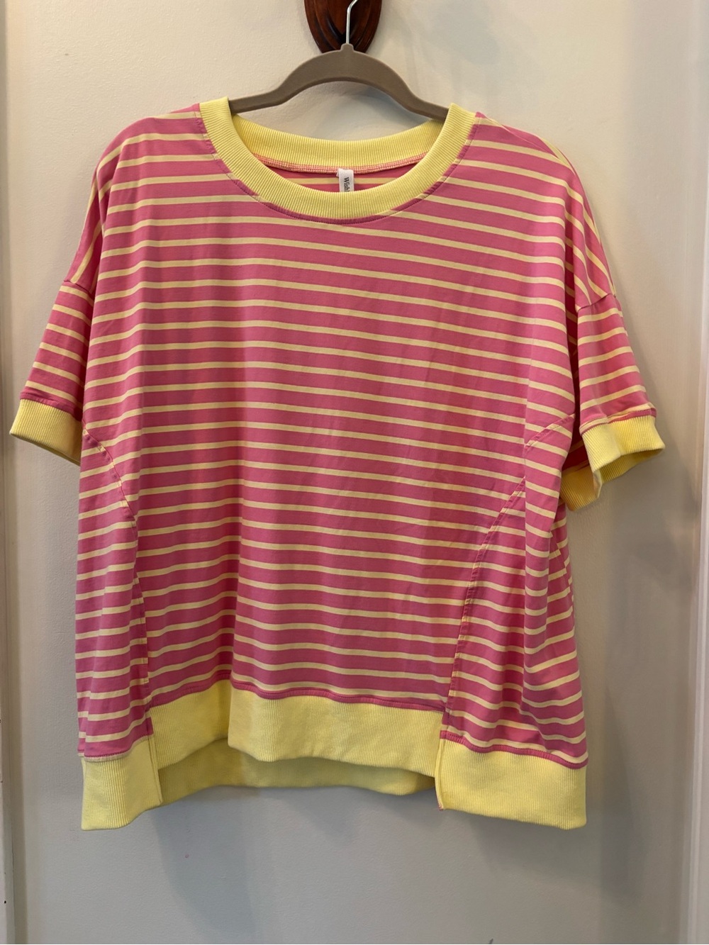 Wishlist Pink & Yellow Striped Short Sleeve Top - S